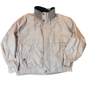 Vintage London Fog Sailing Logo Jacket Men’s XL Beige Striped Lined Windbreaker